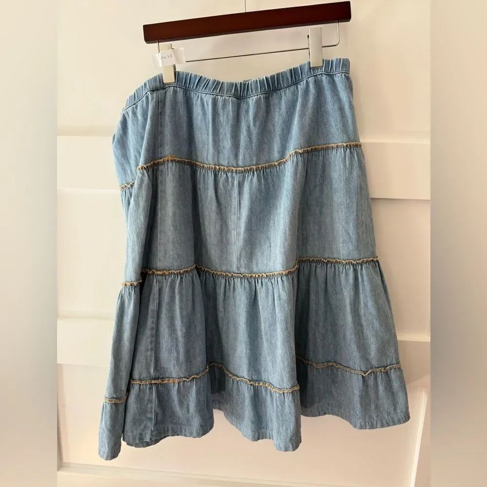 Vintage Sag Harbor Blue Tiered A-Line Skirt costal cowgirl cottagecore boho